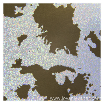 Silver Fine Glitter Laminated Shiny Faux Leather Fabric